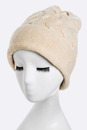 Wool Blend Slouchy Fit Cuffed Beanie