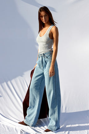 Super High Waist Wide Straight Jeans