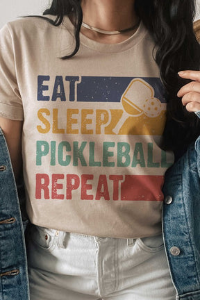 EAT SLEEP PICKLEBALL REPEAT GRAPHIC TEE