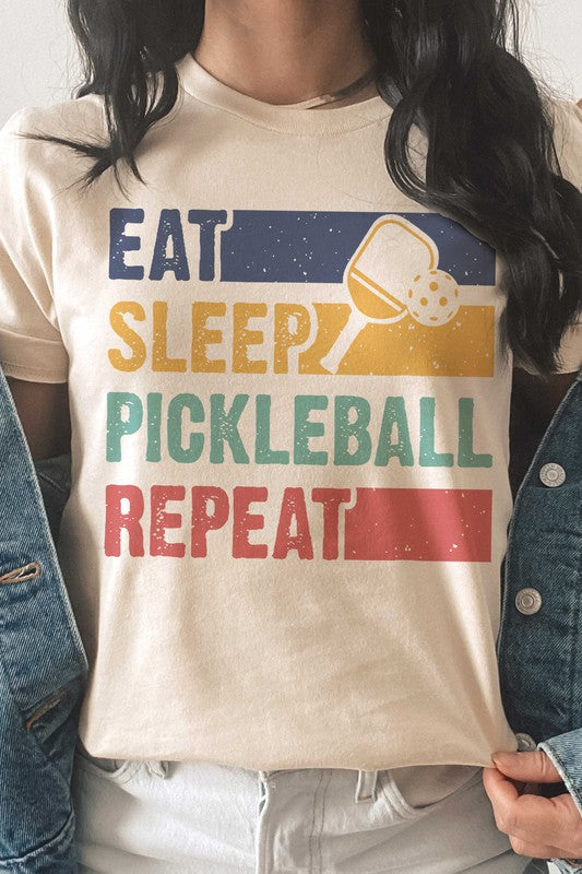 EAT SLEEP PICKLEBALL REPEAT GRAPHIC TEE