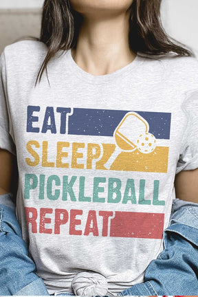 EAT SLEEP PICKLEBALL REPEAT GRAPHIC TEE