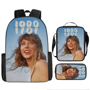 Taylor Swift pattern printed backpack swiftie 3pcs bag set: A