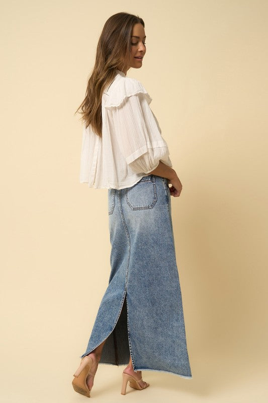 HIGH RISE FLARED MAXI SKIRT