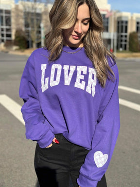 Checkered Lover Heart Sleeve Sweatshirt