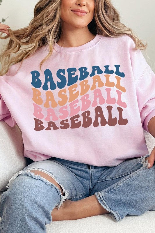 Baseball Wave Oversized Graphic Fleece Sweatshirts