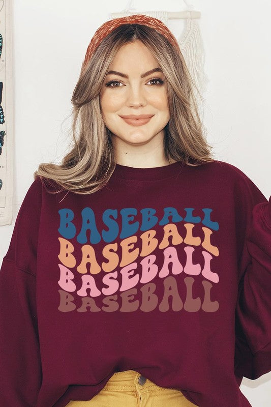 Baseball Wave Oversized Graphic Fleece Sweatshirts