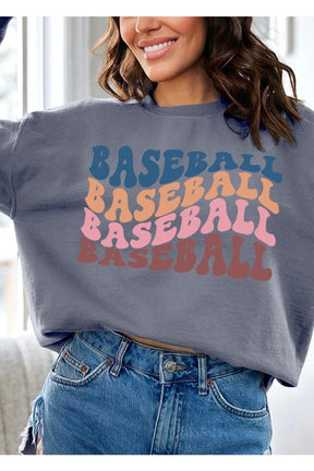 Baseball Wave Oversized Graphic Fleece Sweatshirts