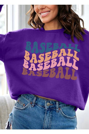 Baseball Wave Oversized Graphic Fleece Sweatshirts