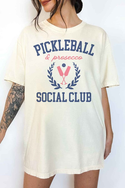 PICKLEBALL AND PROSECCO OVERSIZED GRAPHIC TEE