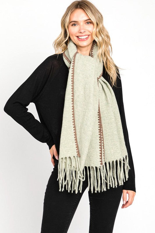 Contrast Stitch Oversize Winter Scarf