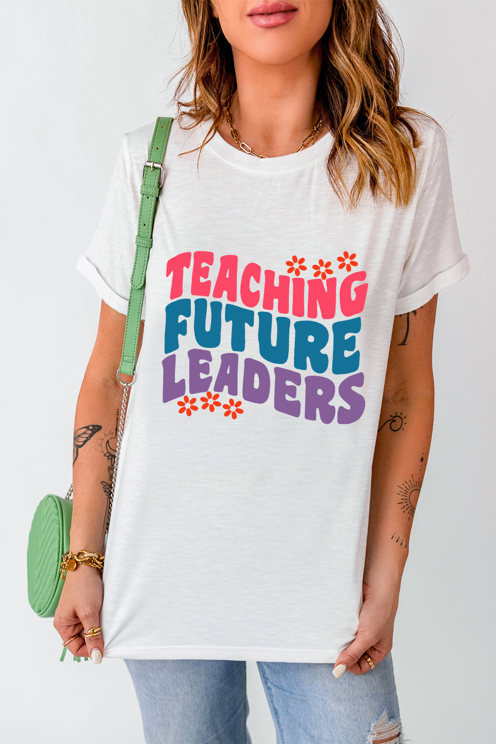 Teaching Future Leaders Graphic Round Neck Short Sleeve T-Shirt