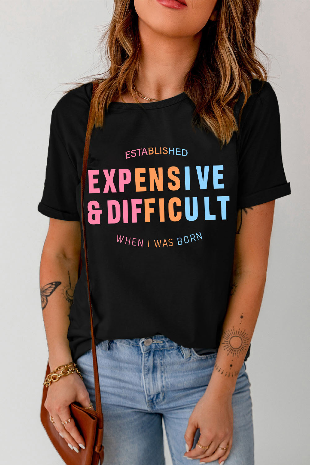 Expensive and Difficult Graphic Cuffed Sleeve Tee