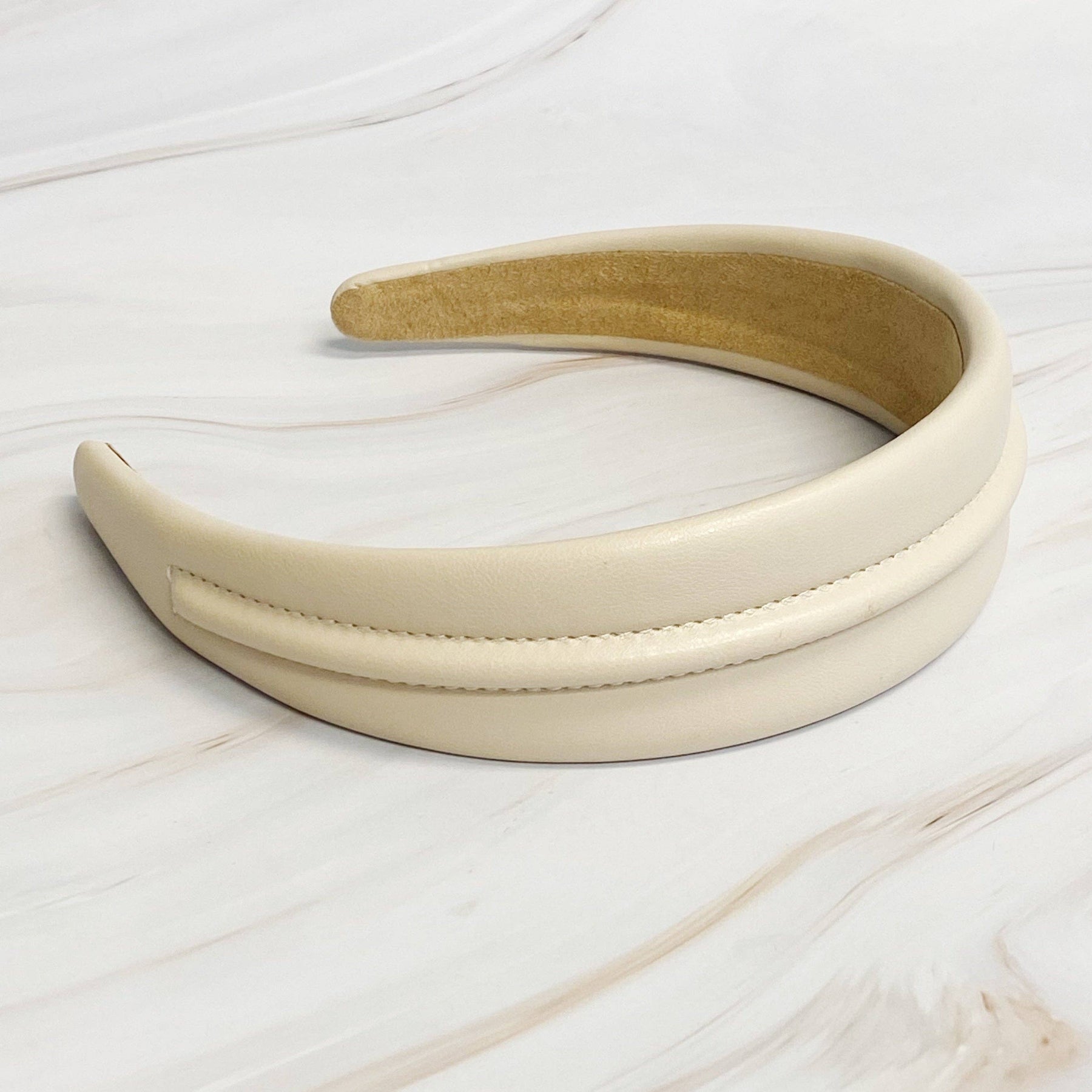 Classy Vegan Leather Headband: Black