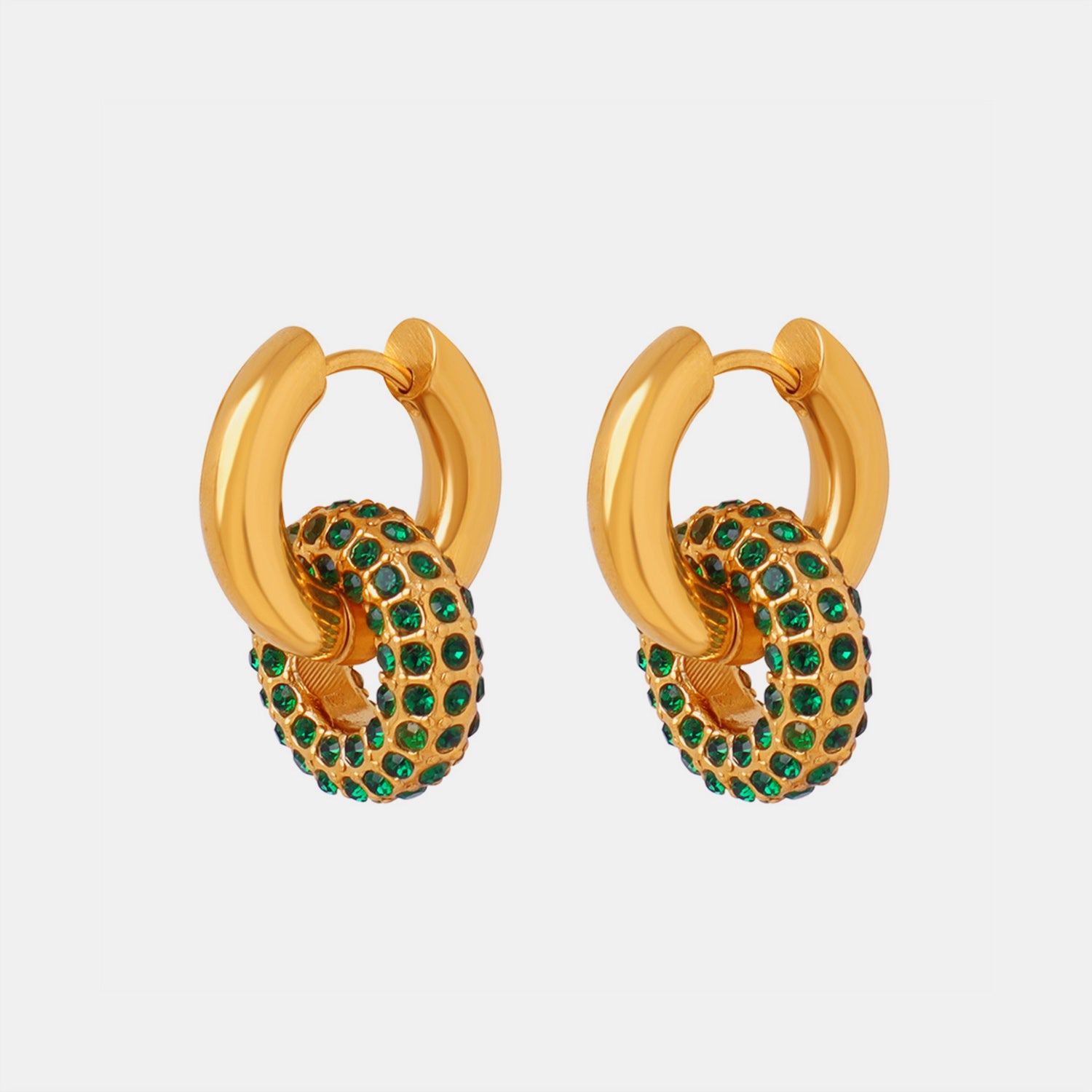 Titanium Steel Inlaid Zircon Double-Hoop Earrings