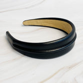 Classy Vegan Leather Headband: Black