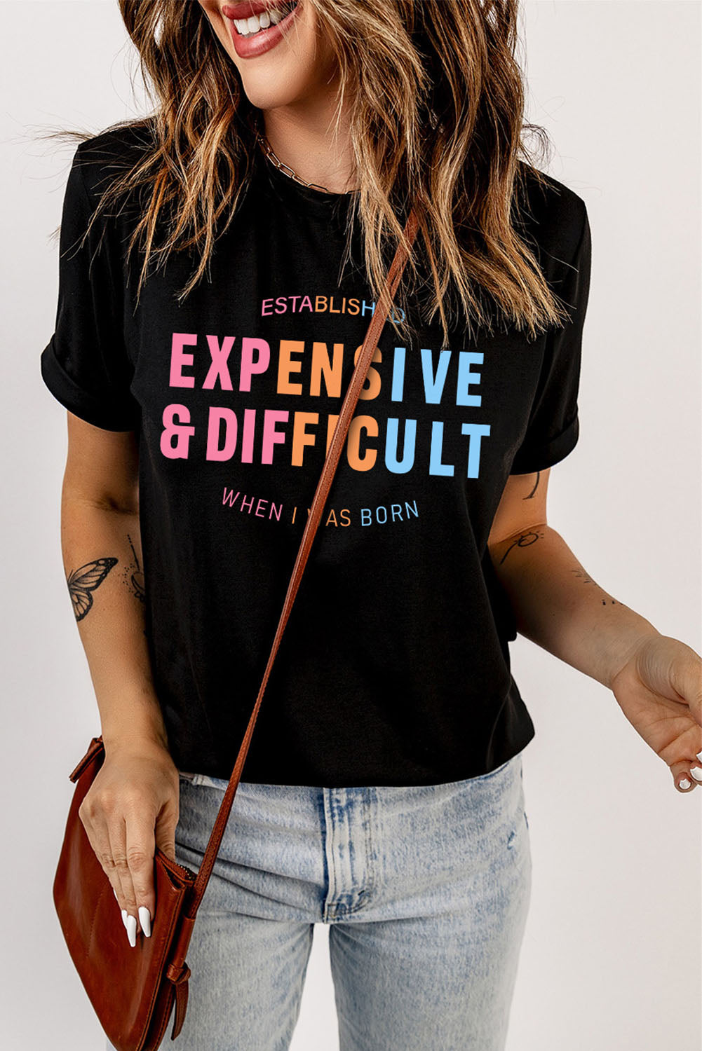 Expensive and Difficult Graphic Cuffed Sleeve Tee