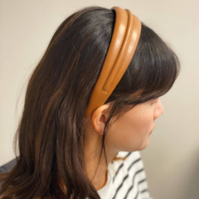 Classy Vegan Leather Headband: Brown