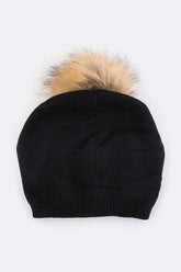 Raccoon Fur PomPom Pre-Sewed Slouchy Beanie