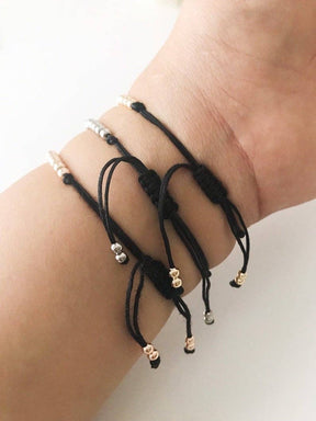 Adjustable Evil Eye Bracelet, Rose Gold Silver Beaded Bracel: Gold