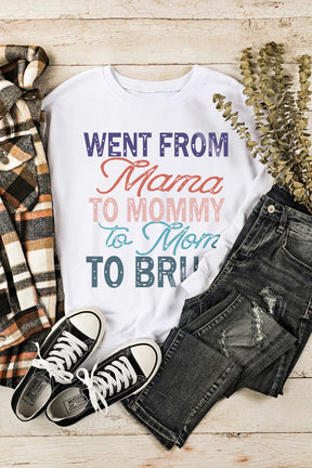 Went from Mama to mommy to bruh Letter Graphic Round Neck Sweatshirt