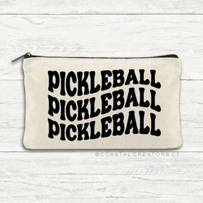 Pickleball Wavy Beige Canvas Zipper Bag (Unlined Packaged)