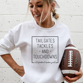 Tailgates, Tackles, and Touchdowns Crewneck Sweatshirt: Gray / Medium