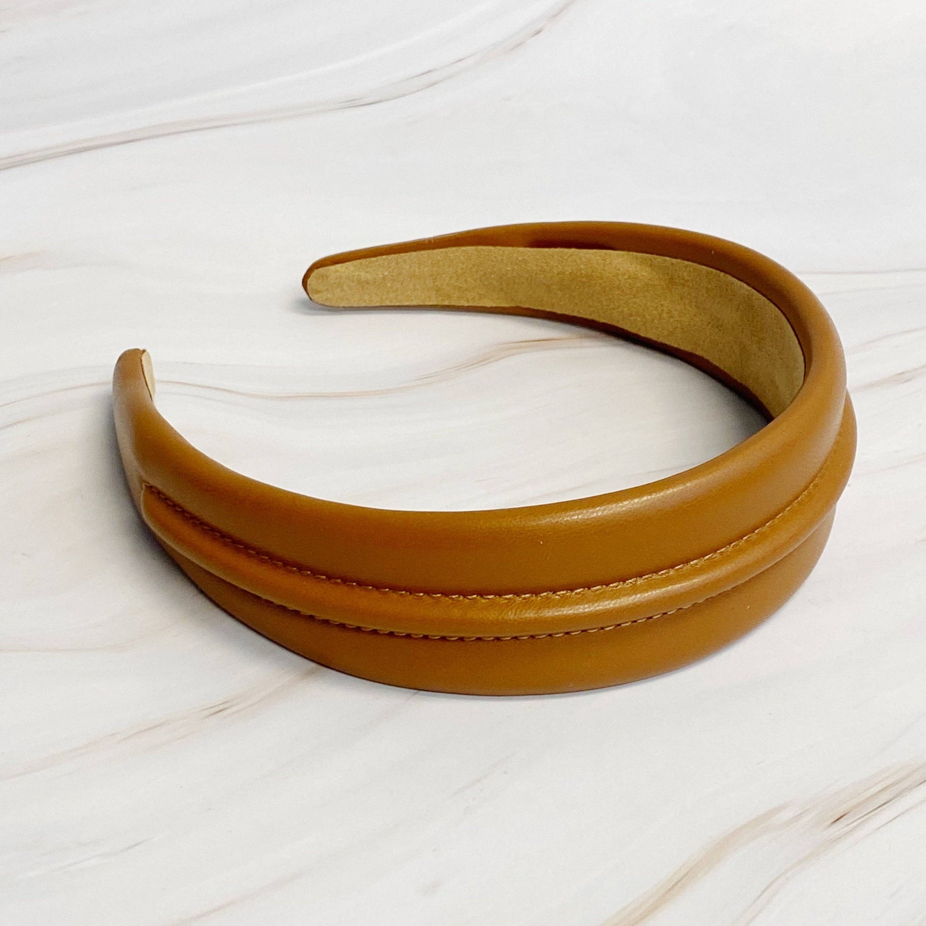 Classy Vegan Leather Headband: Black