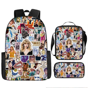 Taylor Swift pattern printed backpack swiftie 3pcs bag set: A