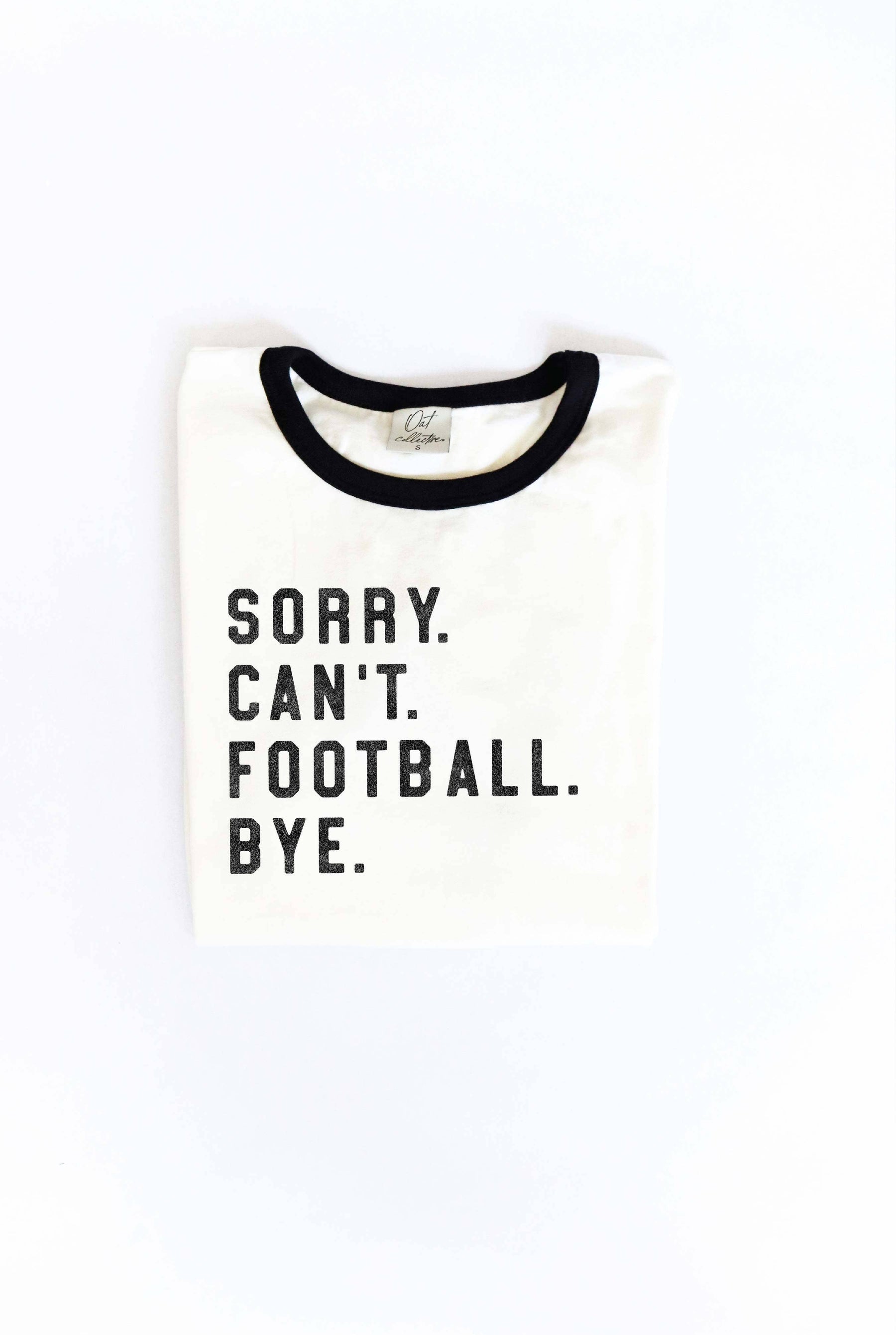 SORRY CAN'T FOOTBALL BYE Ringer Graphic T-Shirt: NATURAL/BLK / L