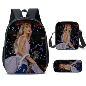 Taylor Swift pattern printed backpack swiftie 3pcs bag set: A